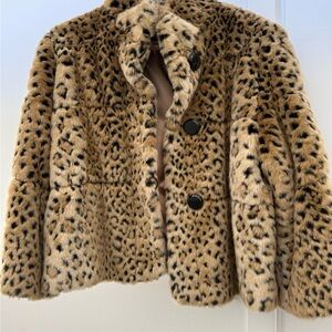 INC International Concepts Leopard Print Faux Fur Jacket